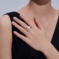 Bague en argent 925 avec moissanite 1 carat taille coussin, double halo, à double sangle et pavé, pour usage quotidien