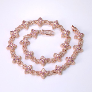 Collana NUOYA Hip Hop con Catena a Fiore con Diamanti Colorati da 8mm, Simbolo dell'<span class=keywords><strong>Infinito</strong></span> e Quadrifoglio per Uomo e Donna - Product Image 5