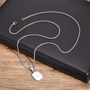 Fashion Unisex Jewelry Geometric Necklace Gold Plated Stainless Steel square Palm <b>Tree</b> Necklace - Product Image 4