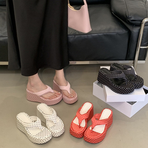 Chaussures de mode pour femmes, sandales compensées à plateforme, talons hauts, mules et tongs pour l'été et la plage - Product Image 3
