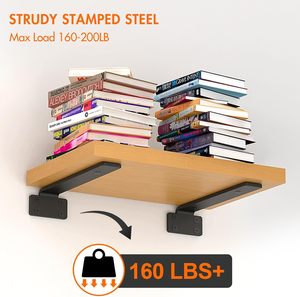 Staffe da mensola pesanti da 8 pollici industriali nascoste da parete nere - Product Image 3