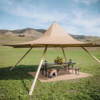 Tente Safari 6x6m en Toile de Coton Oxford avec Matériaux PVC/PVDF, Quatre Saisons, WP7000, UV50+, Ouverture Rapide, Portable, Droite