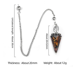 Péndulo de Resina con Árbol de la Vida, Cristal de Ágata, Piedra con Efecto de Goteo de Pegamento, Cono Hexagonal, Suministro Transfronterizo, Tema Natural - Product Image 5