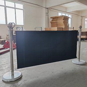 Black Canvas Barrier Posts Safety Crowd <b>Control</b> Belts Stainless Steel Queue Pole for Crowd for Hotels - Product Image 3