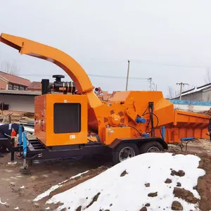 8.5T/H Large Diesel Wood Crusher Portable Electric Starter Tree Branch Crusher Wood Chip Making Machine