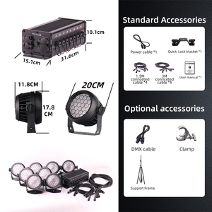 Projecteur stroboscopique LED rétro 800W Ambre + <span class=keywords><strong>Blanc</strong></span> Chaud + RGB, étanche IP66 Pro, pour DJ, concerts et effets de scène clignotants - Product Image 5