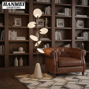 Steel-framed Glass LED Long Middle <b>Hanging</b> Floor Lamp With <b>White</b>/Gold and 3-Year Warranty HM-Floor Lamp Steel Frame Cons - Product Image 4
