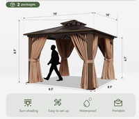 Gazebo à toit rigide 10'x10' avec double toit en polycarbonate, gazebo permanent pour patio