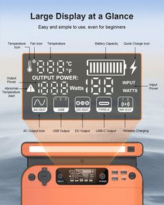 Station d'alimentation portable 500Wh avec panneau solaire, sortie AC 220V, batterie au lithium de secours pour le camping/les situations d'urgence - Product Image 4