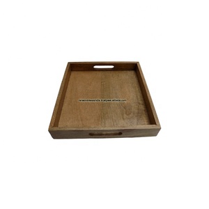 La mejor oferta en bandejas grandes de madera pulida para servir con asas ecológicas para desayunos y cocinas a bajo precio - Product Image 1