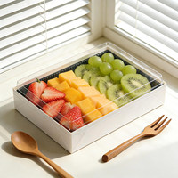 Boîte en papier carrée blanche multi-compartiments avec plateau d'insertion noir et couvercle pour macarons, desserts, fruits, chocolats, biscuits, cadeaux de boulangerie