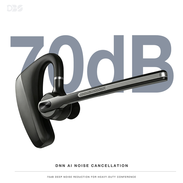 DNN Noise Canceling Headset 70dB Suppression Long Range Wireless Headset Single Ear Over-Ear for Trucker Office Call