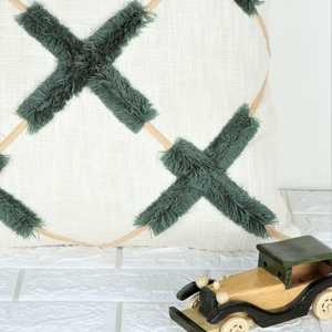 Funda de Cojín Boho Hecha a Mano en Color Marfil y Negro con Ribete de Encaje, Decoración para Sofá, Hotel y Hogar - Product Image 6