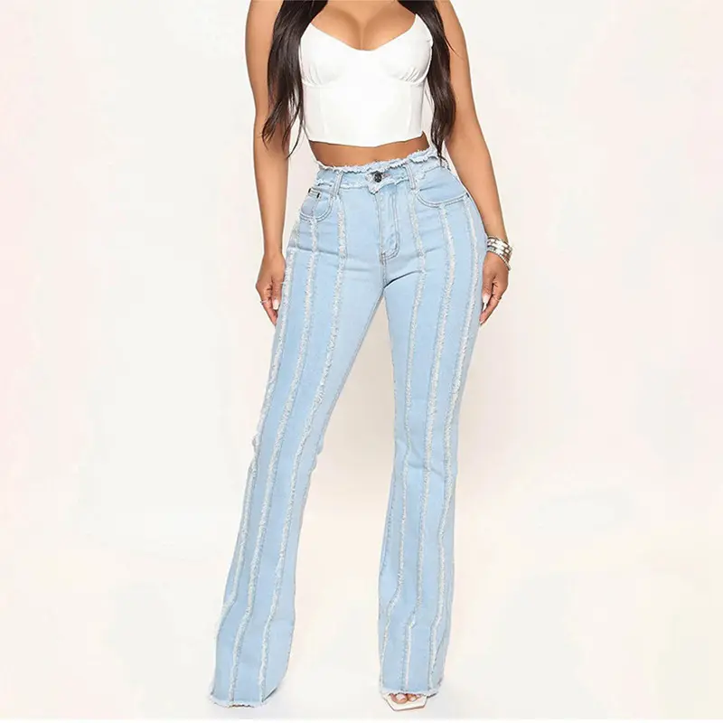 2023 spring stylish stretchy high waist flare pants ladies sexy S-2XL denim women's jeans