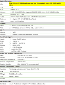 มินิพีซีสำหรับธุรกิจใหม่ที่ดีที่สุด Intel Celeron <span class=keywords><strong>N5095</strong></span> Quad Core แคช4MB DDR4 2.0-2.9GHz 8USB พอร์ต Windows 11 ssd/hdd - Product Image 3