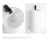 Élégant Lavabo Cylindrique Mural en Céramique à Trou Unique, Style Moderne et Simple, Facile à Nettoyer, pour Salle de Bain et Lavage des Mains
