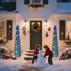 Nouveau produit de Noël 2025, arbre de Noël pliable de 1,8 m avec ruban décoratif pour la décoration de fête et cadeau pour les événements de vacances - Product Image 5