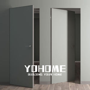 Porte intérieure sans cadre rouge de Foshan Top Manufacturer avec charnières invisibles, portes intérieures avec charnières invisibles, porte invisible apprêtée - Product Image 4