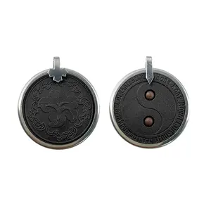 Custom Logo pattern lava stone volcanic quantum technology scalar energy fashion jewelry pendants charms for necklace