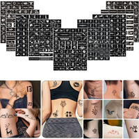 Pochoir de tatouage temporaire auto-adhésif réutilisable au henné, autocollant de peinture d'art corporel pour les mains et le visage
