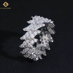 Nouvelle Arrivée Bague Hip Hop pour Homme en Argent Sterling 925, Sertie de Moissanite de Laboratoire en Grappe à Pointes, Bijou de Mode, Bague Diamant - Product Image 2