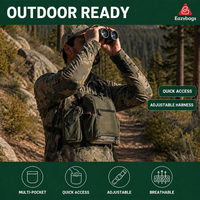 Sac de poitrine personnalisable en nylon camouflage imperméable avec fermeture éclair pour jumelles, télémètre, chasse, observation des oiseaux, randonnée, pochette de cou double pour jumelles
