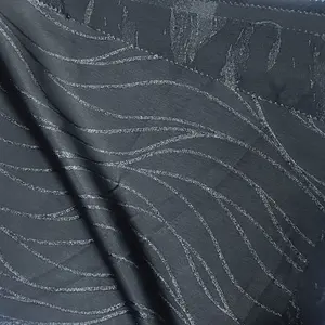 ABAYA FABRIC MANUFACTURER SUPPLY Metallic Wonderful Stripe Pattern Jet Black Jacquard Fabric For Fancy Modest Abaya Clothing