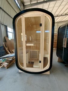 Sauna tonneau extérieur de luxe Sauna à vapeur à bois traditionnel finlandais Maison de sauna ovale préfabriquée bricolage - Product Image 4