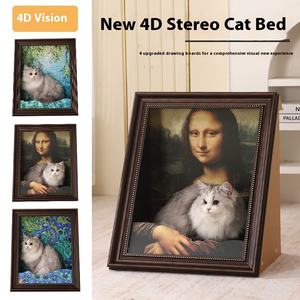 Mona Lisa inspiré la peinture à l'huile tridimensionnelle nid de chat cadre photo remplaçable planche à gratter pour chat arbres à chat grattoir - Product Image 5