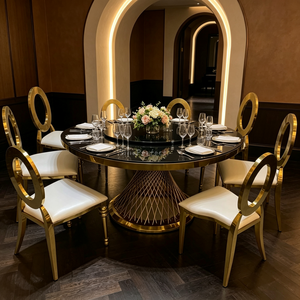 Factory Direct Sale Banquet Party Furniture Black <b>Round</b> Dining Stainless Steel <b>Round</b> <b>Table</b> for Wedding - Product Image 1
