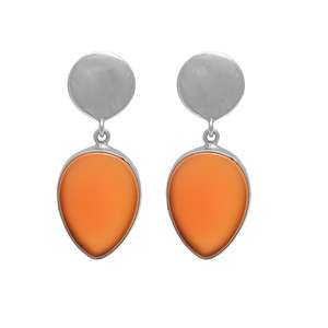 Véritable pierre précieuse cornaline en forme de poire solide. Boucles d'oreilles pendantes en argent sterling 925 plaqué or Bijoux en gros CASA DE PLATA - Product Image 2