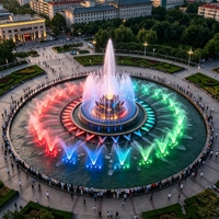 Fontaine musicale circulaire extérieure à jets multiples, LED RGB, eau dansante, en acier inoxydable, programmable et durable