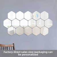 Modern 1mm Soft Hexagonal Acrylic Stereo Mirror Wall Sticker Self-Adhesive Living Room Bedroom Background Easy Wall Hanging for