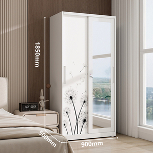 <span class=keywords><strong>Armadio</strong></span> in Metallo per Vestiti, Ideale per Appartamenti, Chiudibile a Chiave, Smontabile, in Acciaio, per Camera da Letto Femminile, con Porta Scorrevole Verniciata e Specchio - Product Image 1