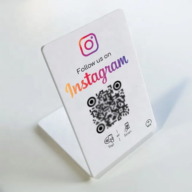 Customize Print Socia Media Acrylic Nfc Menu Display Table Google Review Custom Nfc Stand