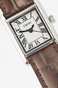 Reloj Clásico Cuadrado GBHW Dorado y Marrón, Reloj de Pulsera de Cuarzo con Caja de Acero Inoxidable y Correa de Cuero, Estilo Elegante - Product Image 5