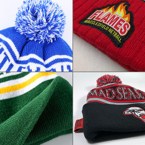 Ski Sports Kids Red White Black Customised <strong>Fleece</strong> Winter Star Design Big Men Knitted Ribbed Custom <strong>Bobble</strong> <strong>Hat</strong> with Custom logo - Product Image 5