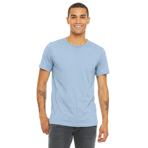 T-shirt pour homme de haute qualité, personnalisé, 100% coton, imprimé numériquement, motif bleu ciel - Product Image 1