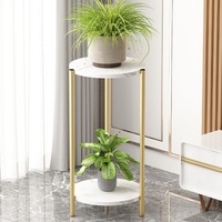 Support à fleurs moderne en acier et marbre, durable et multifonctionnel, pour la maison et l'extérieur
