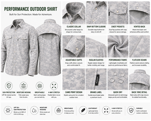เสื้อเชิ้ตตกปลาแขนยาว UPF 50+ แห้งเร็ว ป้องกันแสงแดด ลายพราง ติดกระดุมมุกแบบมีช่องระบายอากาศ - Product Image 2