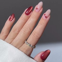 10 faux ongles en acrylique courts en forme d'amande, design minimaliste 3D, feuille d'or, personnalisables, pointes d'ongles artificielles pour les doigts