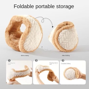 Couvre-oreilles en peluche de style Maillard, mignon et pliable Couvre-oreilles antigel pour femmes, cheveux de <span class=keywords><strong>lapin</strong></span>, chaud pour étudiants, hiver - Product Image 2
