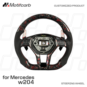 Volant personnalisé en fibre de carbone forgée rouge pour Mercedes-Benz W204 W212 Classe C Classe E SL C63 E63 GLA CLA AMG 2011-2015 - Product Image 2