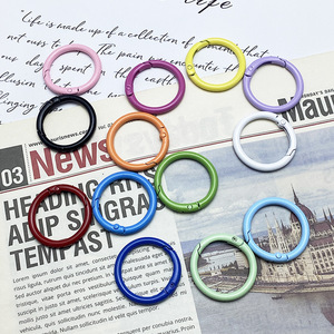 Colorful Zinc Alloy Metal Key <b>Rings</b> Round Spring <b>Clip</b> Carabiner Keychain Fashion Lightweight Diy Accessories For Keys And Bags - Product Image 1