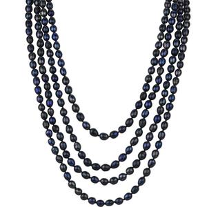 7mm un collier de perles noires de riz <span class=keywords><strong>100</strong></span> ''pouces de long collier de perles naturelles d'eau douce bijoux - Product Image 2