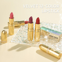 Maquillage 12 Couleurs Étanche Velours Feuille D'or Tube Brillant Rouge À Lèvres Longue Durée Lisse Nude Mat Rouge À Lèvres