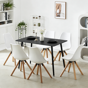 Chaise de salle à manger de style nordique moderne en PP blanc avec pieds en bois de hêtre, profil minimaliste élégant pour le bureau et la restauration - Product Image 6