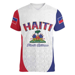 Maillot de football d'Haïti à col en V, maillot de sport professionnel, maillot de sport décontracté essentiel, t-shirts pour les fans de la Fédération de football haïtienne - Product Image 4