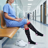 Cinq paires de chaussettes de compression pour femmes, 15-20 mmHg, graduées, en spandex/nylon, hauteur genou - Chaussettes d'été respirantes et écologiques pour le voyage