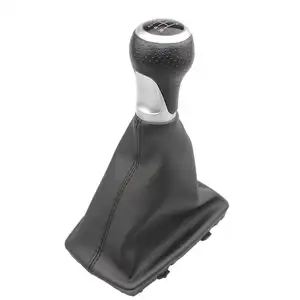 Aksesori Mobil berkualitas OEM kenop pemindah gigi dengan penutup kulit hitam penutup pemindah gigi mobil 5 kecepatan untuk AUDI